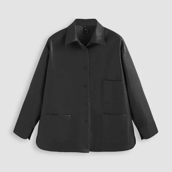 Leather jacket Plus Size Faux Leather Black 2XL Cider NWT - Picture 1 of 4